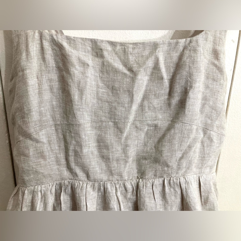 100% European Linen Fit & Flare Midi Dress Color Flax/Size L - Picture 5 of 14